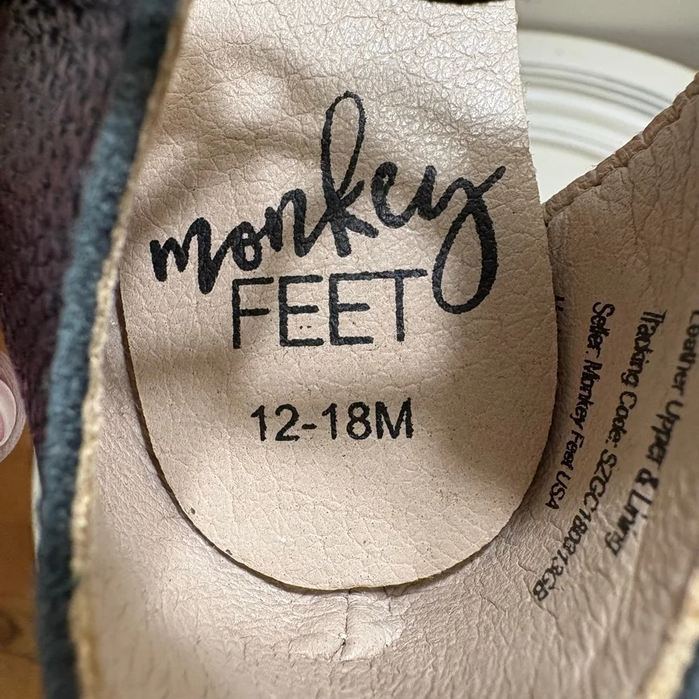 Monkey Feet Black Leather Lace-Up Shoes 12-18M